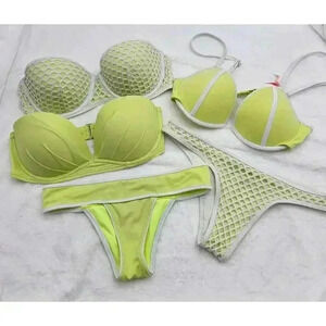 Victoria's Secret Women's Size 34C/D XS/S Neon Yellow 5 Piece Mix & Match Bikini